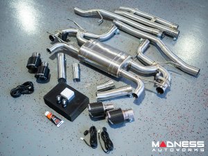 Jaguar F-TYPE Performance Exhaust System - MADNESS - 3.0L V6 - Dual Side Exit - Electronic Valve Design - Carbon Fiber Exhaust Tips